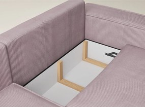 Fialová menčestrová rozkladacia/s úložným priestorom rohová pohovka (ľavý roh/do L) Tonga – Maison de Rêve