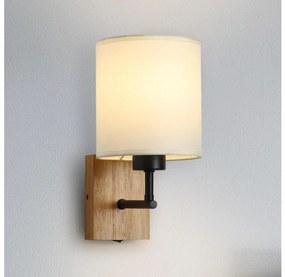 Brilagi - Nástenná lampa NUBILA WOOD 1xE27/25W/230V dub/čierna/krémová BG1560