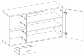 Komoda FRIDA 01 135 cm dub sonoma/biela