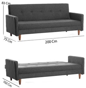 Dvojmiestná pohovka NARA tmavosivá