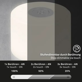 Briloner -LED stmievateľná nabíjateľná dotyková vonkajšia stolná lampa LED/2W/5V 2700K IP44 matný chróm