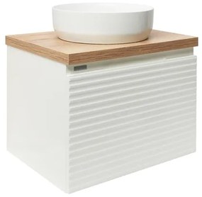 Kúpeľňová skrinka pod umývadlo Naturel Savona 58x43x44, 8 cm biela lesk, doska dub halifax SAVONA60BIDDH, 1 ks