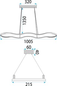 Toolight Toolight, závesné LED svietidlo 120cm, 24W, 3000K, LHJ026-CP, čierna, OSW-60017