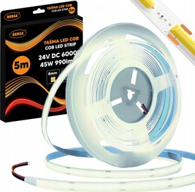 BERGE LED pásik COB Neon 24V - 480D - 9W/m - IP20 - 990lm - 5m - studená farba