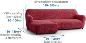 Bielastické poťahy VITTORIA bordó sedačka s otomanom vľavo (š. 170 - 300 cm)