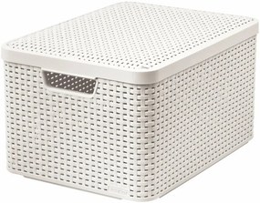 Úložný box, ratanový košík, STYLE2 Curver s vekom, krémový (46 x 25 x 33 - 30 l)