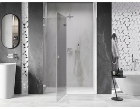 Mexen, Mexen Lunar L ľavé otočné sprchové dvere 140 cm, transparentné, brúsený nikel - 834L-140-000-97-00-L