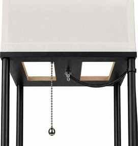 Toolight Toolight, JNH050-1F, stojaca lampa s poličkami a jutovým tienidlom, v. 157 cm, 1×E27, čierna, 58349