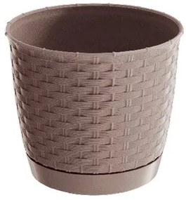 květináč RATOLLA ROUND 16,5 v.14,2cm,2l,BÉŽ tm. (7529U) s miskou, 22 cm