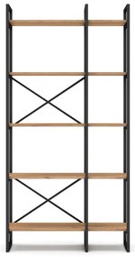 Čierny/prírodný regál v dekore duba 87,5x175 cm Dusan – Marckeric