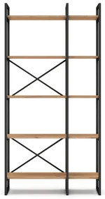 Čierny/prírodný regál v dekore duba 87,5x175 cm Dusan – Marckeric