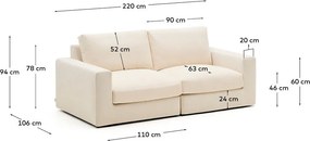 Béžová ženilková pohovka 220 cm Alea – Kave Home