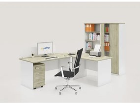 Zostava kancelárskeho nábytku MIRELLI A+, typ A, nadstavba, biela / dub sonoma