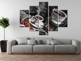 Gario Obraz s hodinami Káva arabica - 5 dielny Rozmery: 150 x 70 cm