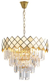 EUlight Luster Carisma II, 1x krištáľové/zlaté kovové tienidlo, (fi 50cm), g