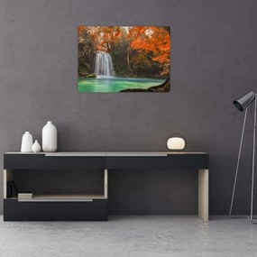 Sklenený obraz - Vodopád v Thajsku (70x50 cm)