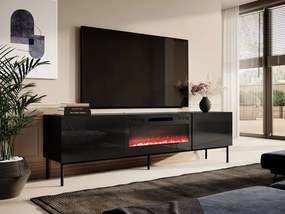 TV stolík Koda 200, Farby: čierny / čierny lesk + zlatá, Krb: čierny