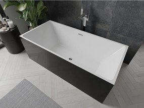 Mexen Nita, voľne stojaca vaňa 170 x 80 cm, biela-čierna, chrómový prepad, 52091708075-01