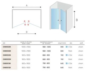 Mereo, Náhradné sprchové dvere lietacie, ľavé, pre CK80553K, MER-CK80553KL