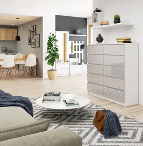 Komoda K120 10SZ CLP metalická lesk