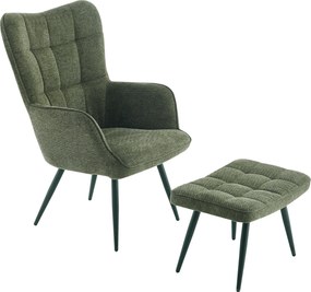 XXXLutz RELAXAČNÉ KRESLO S PODNOŽKOU, kov, textil, zelená Ti'me - Kreslá - 001836000803