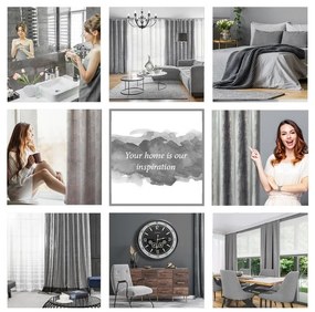 Dekorstudio Zamatový záves s elegantnou potlačou ZKPK-06 v sivej farbe
