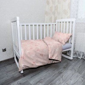 Sablio Mikroplyšové detské obliečky do postieľky Biele a ružové kvety - 120x90 / 40x60