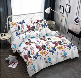 Obliečky z mikrovlákna FAREBNÝ MOTÝĽ biele Rozmer obliečky: 2 ks 70 x 90 cm | 200 x 220 cm