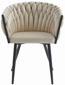 Set dvoch jedálenských stoličiek ORION zamatové béžové (čierne nohy) 2ks