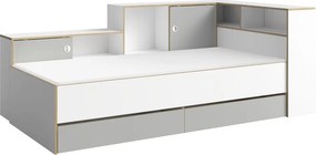 Jednolôžková posteľ s roštom a úložným priestorom Pinio 90x200 cm - biela / sivá