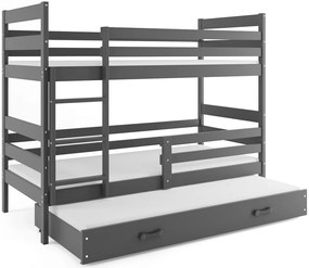 Detská poschodová posteľ ERYK 3 s prístelkou | sivá Farba: Sivá / sivá, Rozmer.: 200 x 90 cm
