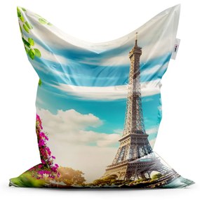 Sablio Sedací vak Classic Paríž Eiffelova veža Mraky - 200x140 cm