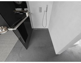 Mexen Kioto+ L, sprchová zástena Walk-In s poličkou a vešiakom 80 x 200 cm, 8mm šedé sklo, brúsená oceľ profil, 800-080-123-97-40