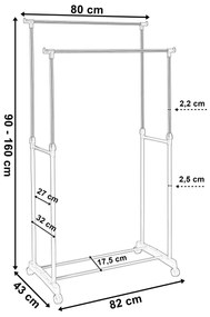 Stojan na pblečení WALERIA černý/stříbrný
