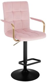 LuxuryForm DESIGN Barová stolička VERONA GOLD VELUR na čiernom tanieri - ružová