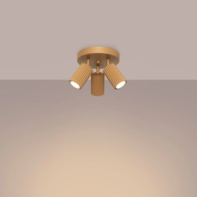 Stropné svietidlo Karbon, 3x zlaté kovové tienidlo, (možnosť polohovania)