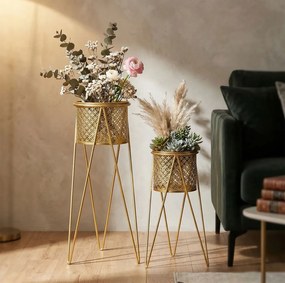 Sada 2 ks stojanů na květiny Nat B zlatá