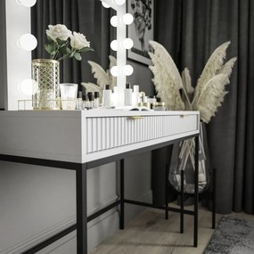 TOALETNÝ STOLÍK VIGGO BIELY + ČIERNY PODSTAVEC + ZRKADLO