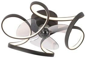 Čierny stropný ventilátor vrátane LED s diaľkovým ovládaním - Mandy