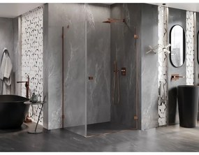 Mexen Lunar-B, pravostranný výklopný sprchový kút 75 x 70 cm, 8mm číre sklo, profil ružové zlato, 832-075-070-60-00-P