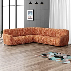 Bielastické poťahy UNIVERSO NOVÉ žíhané tehlové rohová sedačka (š. 350 - 530 cm)