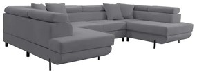 Rohová sedacia súprava - U s funkciou spania, vlnové pružiny SAMSUN Tmavošedá
