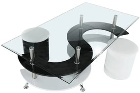 Konferenčný stolík, biela extra vysoký lesk HG/čierna extra vysoký lesk HG, RUPERT
