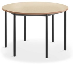 Stôl SONITUS, kruh, Ø1200x720 mm, linoleum - béžová, antracit
