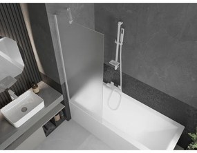 Mexen Next, vaňová zástena 1-krídlová 70 x 150 cm, fixné krídlo, 6 mm námraza sklo, biely profil, 895-070-000-00-30-20