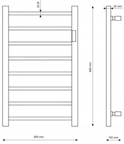 Erga Pago, elektrické vykurovacie teleso 500x800 mm s digitálnym termostatom na postavenie alebo na stenu, 200W, čierna matná, ERG-RESA/800/500/BLACK/EL