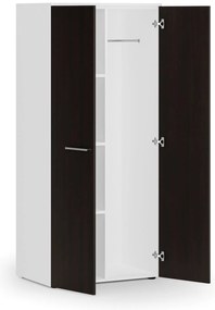 Kancelárska šatníková skriňa PRIMO WHITE, 3 police, šatníková tyč, 800 x 500 x 1781 mm, biela/wenge
