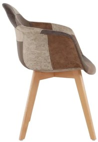 Dizajnové kreslo, patchwork ekokoža a bukové nohy