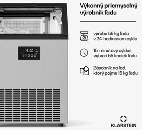 Klarstein Glacial priemyselný výrobník kociek ľadu 55 kg s LED displejom a okienkom
