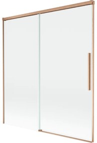 Mexen Rox, 2-krídlová posuvná vaňová zástena 150 x 150 cm, 8mm číre sklo, medený matný profil, 8C9-150-001-65-00